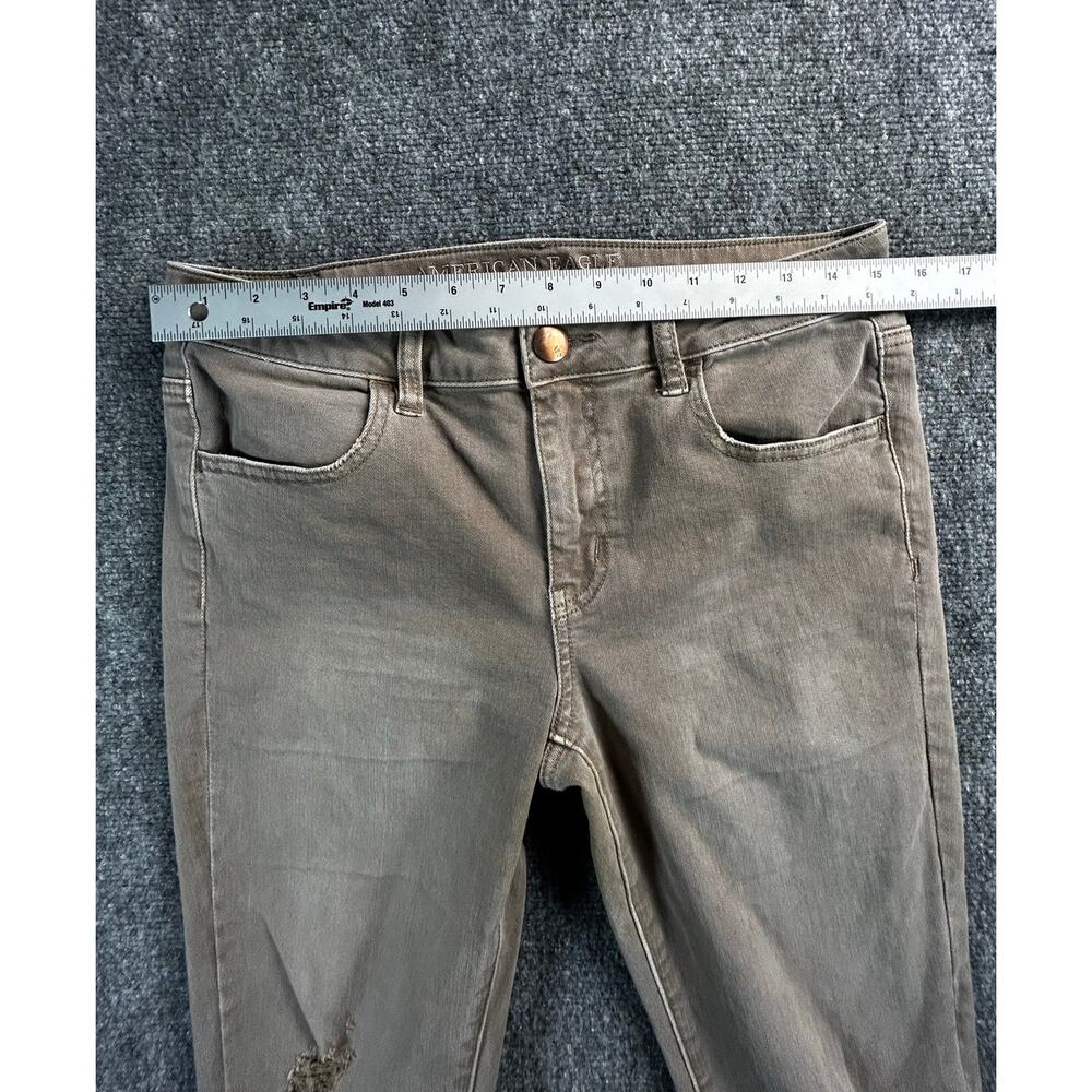 American Eagle Jegging Crop Gray Distressed Jeans Women's Size 10 - Picture 6 of 9